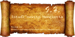 Istvánovits Henrietta névjegykártya